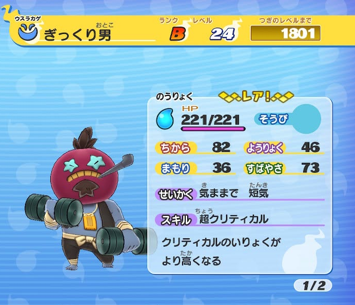 ぎっくり男 ステータス